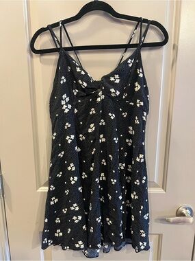 American Eagle Outfitters Black Floral Slip Dress with White Daisies